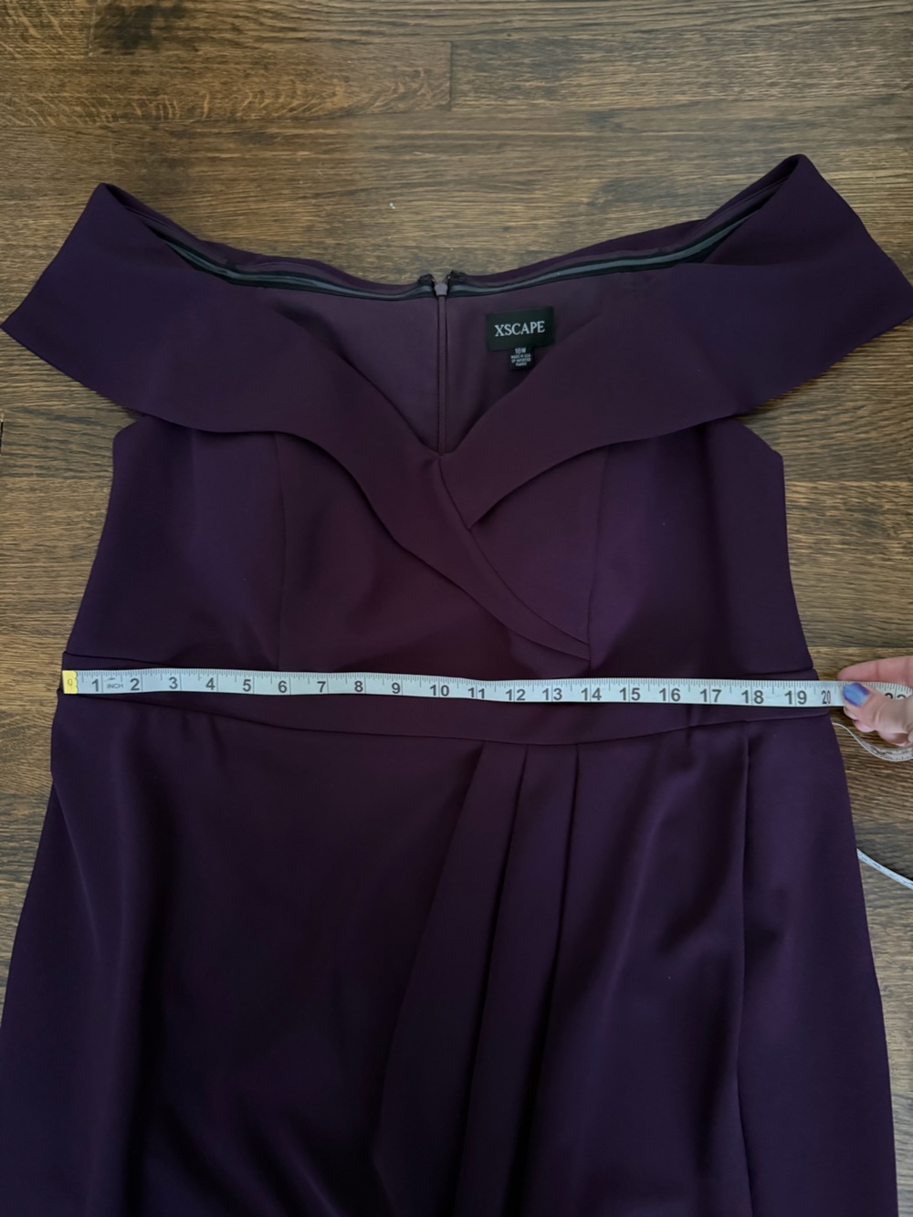 Xscape Off the Shoulder Purple Scuba Dress - Picture 4 of 6